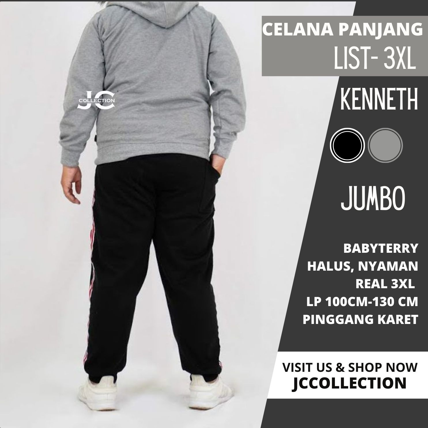 Celana Jogger Pria Jumbo Size Kenneth 3XL /  Celana Panjang Big Size - JCCollections