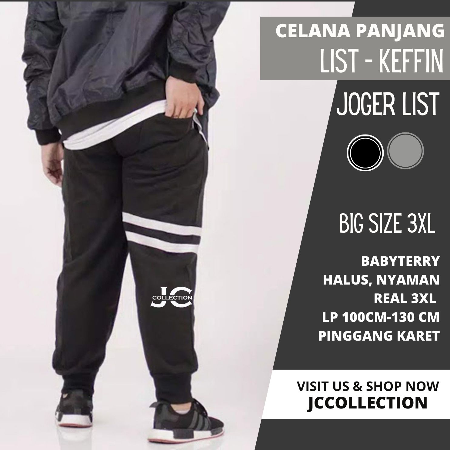 Celana Pria Jumbo Jogger Oversize Pria Kelffin / Training Joger Pants Jumbo Big Size  40-46 3XL- JCCollections