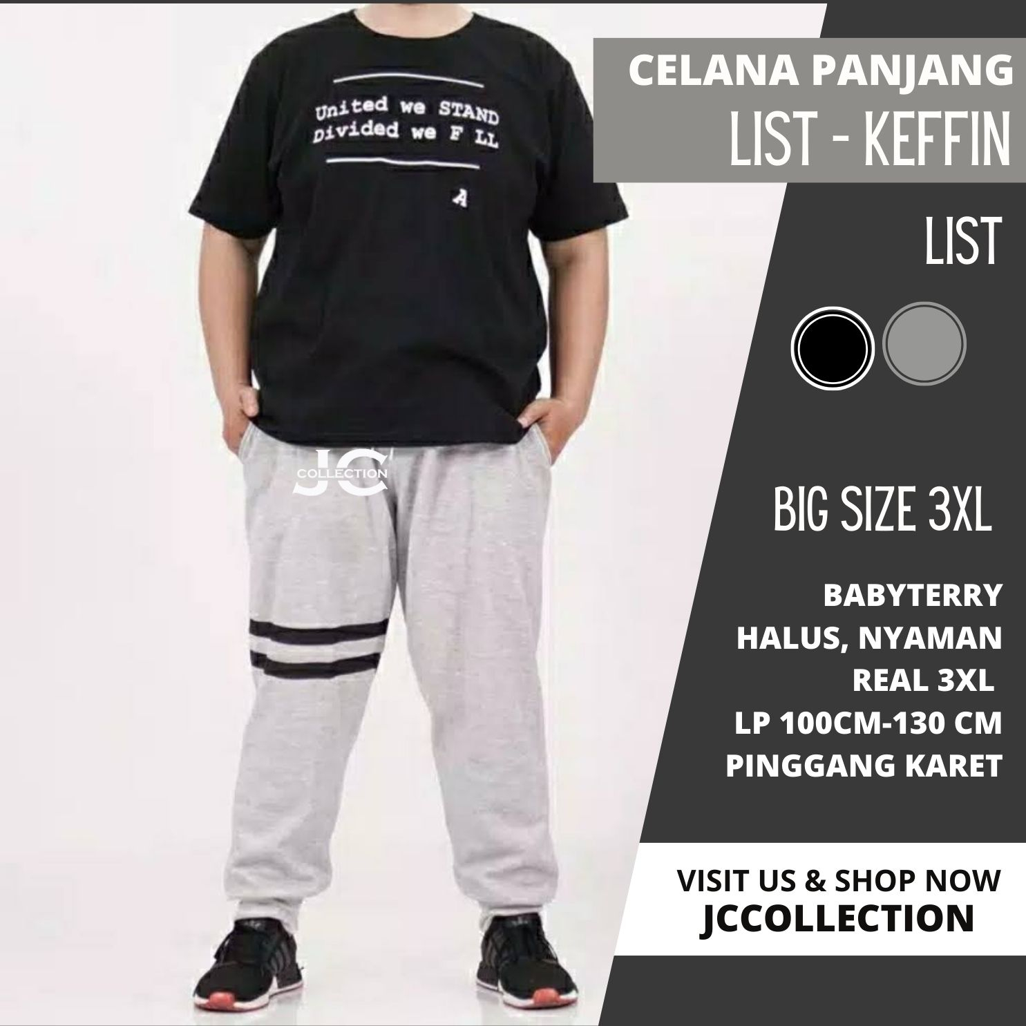 Celana Pria Jumbo Jogger Oversize Pria Kelffin / Training Joger Pants Jumbo Big Size  40-46 3XL- JCCollections