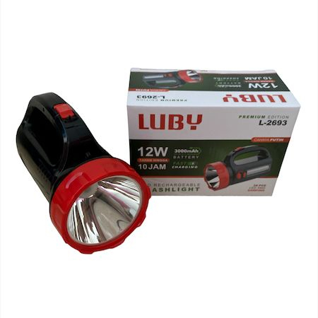 Senter Luby 12 watt Tahan Hingga 10 Jam Baterai Cas Ulang Cepat L 2693 Lampu Emergency LED