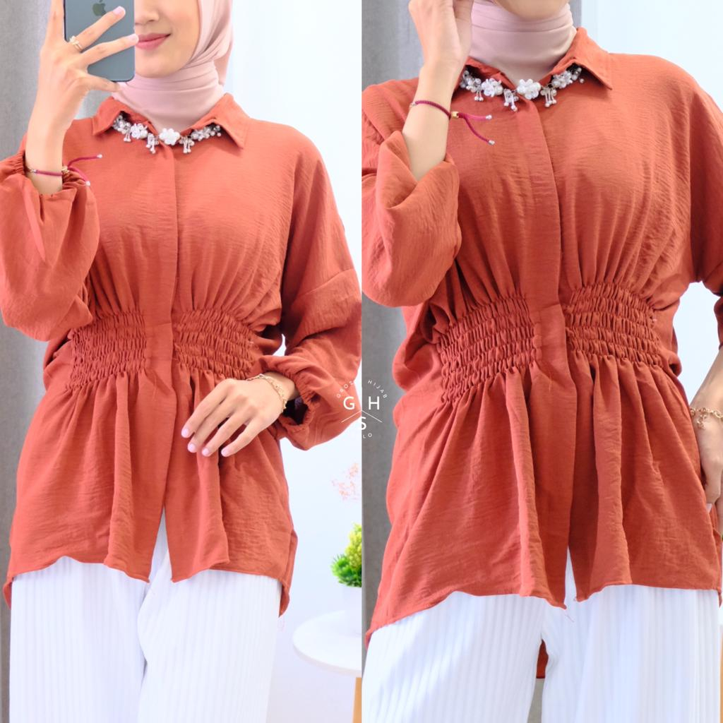 SAFWA KEMEJA KERUT BLOUSE BUSUI ATASAN WANITA CRINCLE AIRFLOW PREMIUM (MGA)