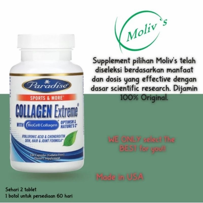 Paradise Collagen Extreme with BioCell Collagen, OptiMSM & Nature's C, 120 kapsul 100% Original