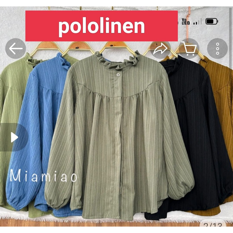 UMAI BLOUSE POLO LINEN KERAH RUFFLE