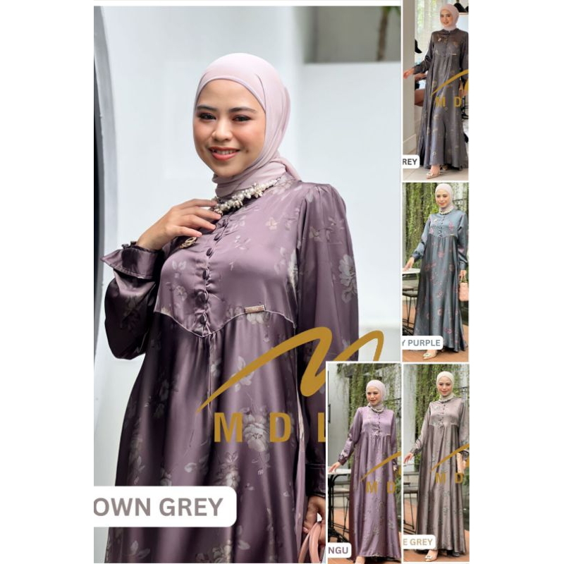 MDLY LEANA Baju Dress Gamis Silk Wanita Printing Leana Dress By MDLY. Tzyn Shop