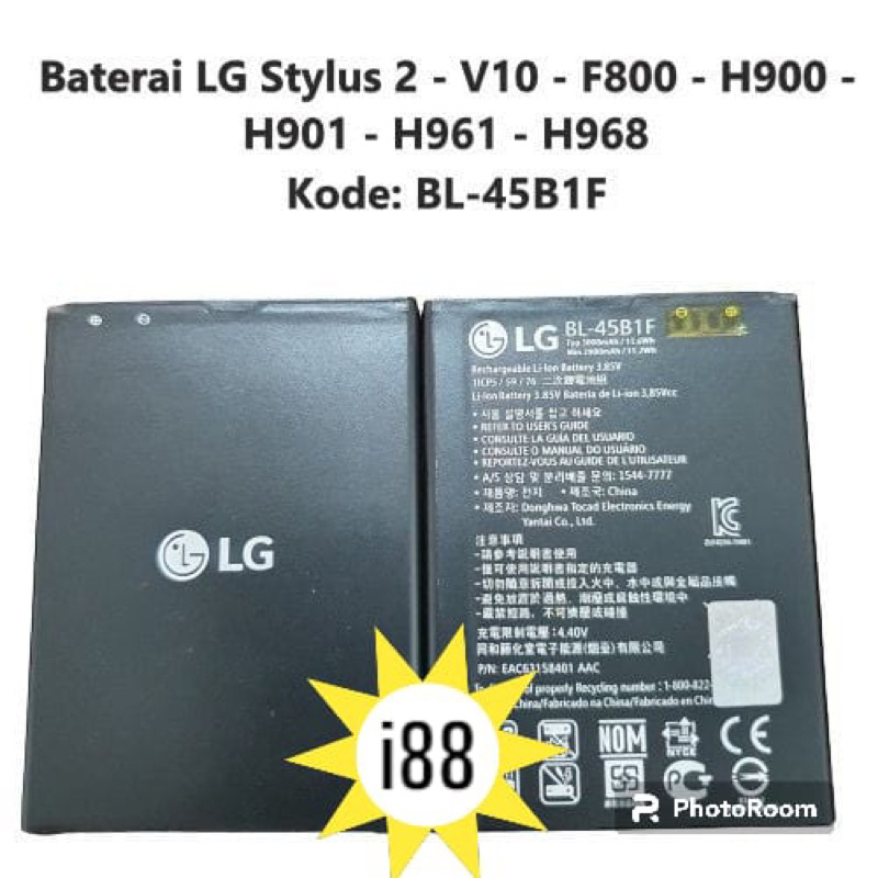 baterai LG v10 V10 stylus 2 bl-45b1f bl-45B1F baterai LG original best power