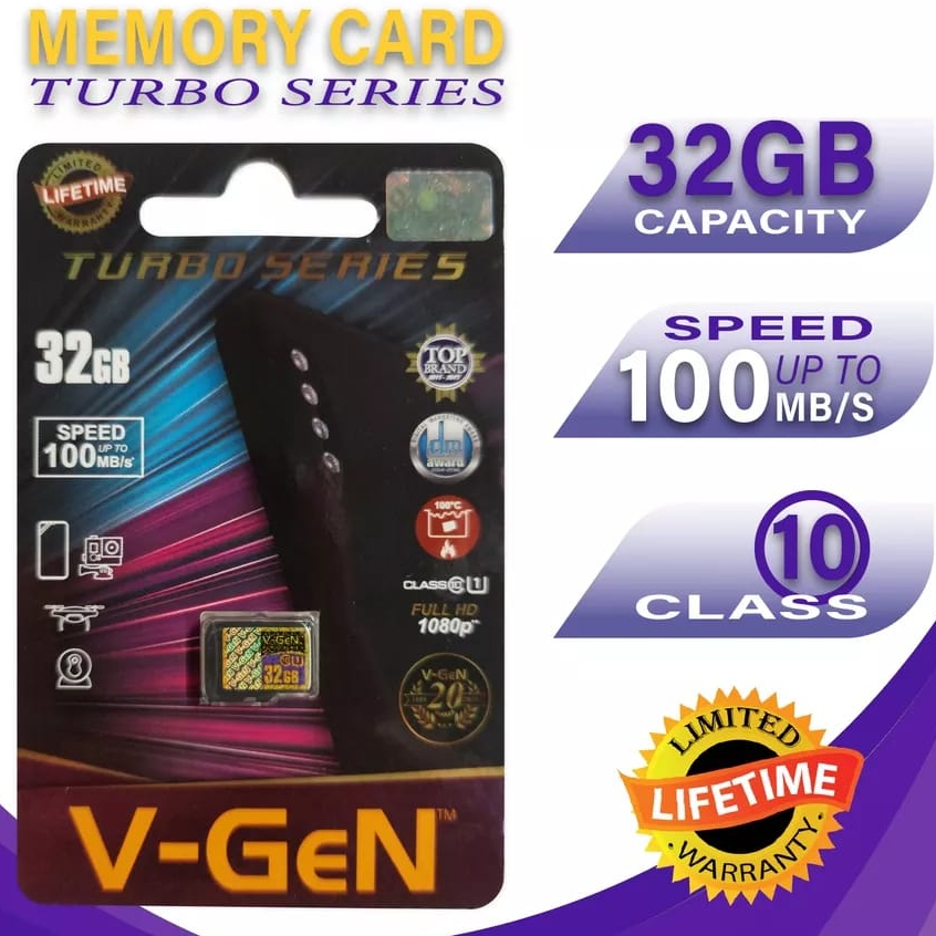 V-gen Micro SD 32GB Class 10 V-GeN Turbo Series 100MB/s Memory Card Vgen