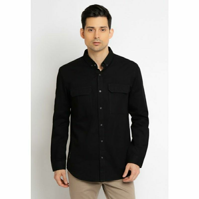 KEMEJA LOIS ORIGINAL HITAM LENGAN PANJANG KLL282