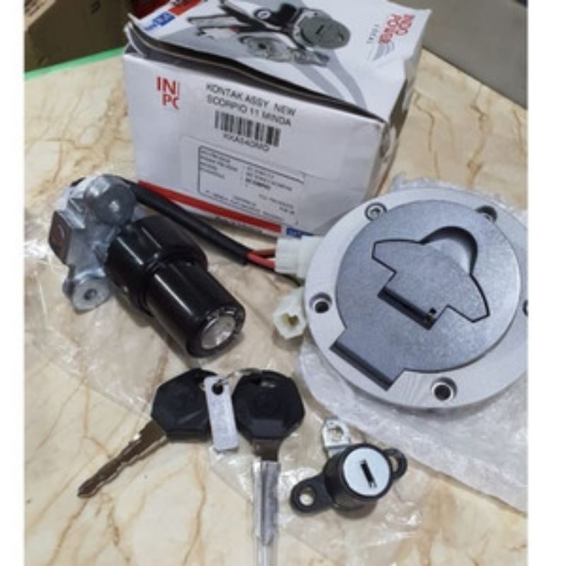 kunci kontak set motor scorpio z new merk minda indo power