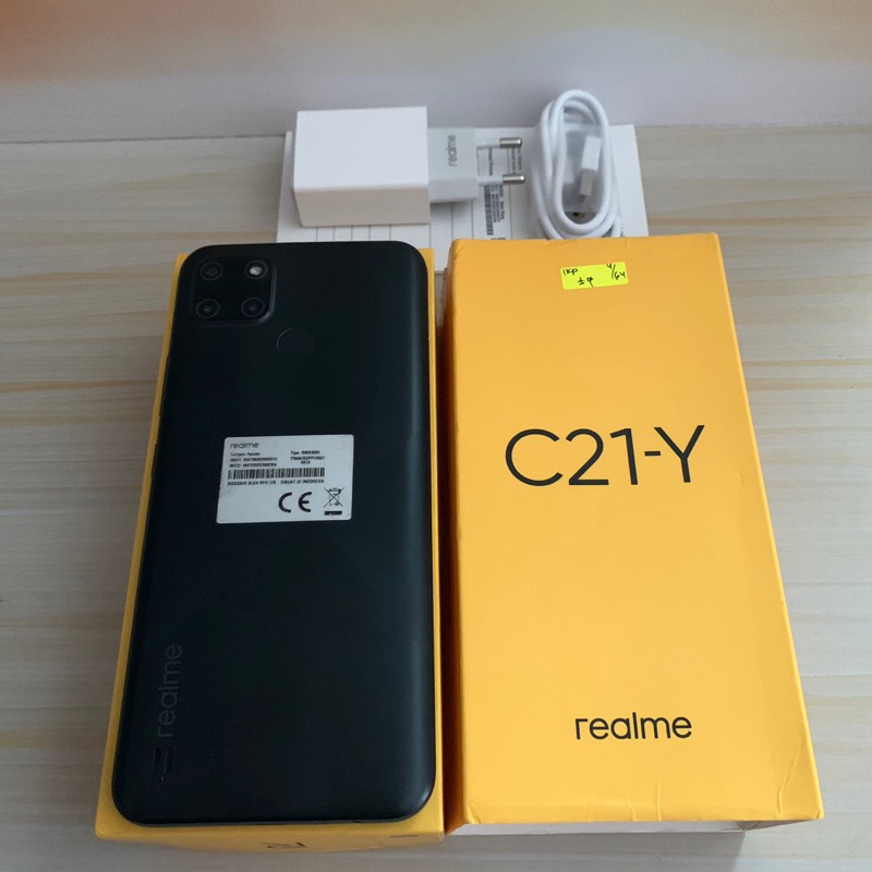 Realme C21Y ram 4GB 64GB Hitam Bekas - Fullset Garansi Resmi - second