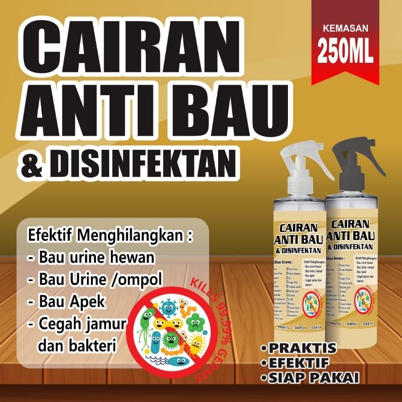 Cairan Penghilang bau dan Disinfektan Aneka Aroma kemasan botol Spray 250 Trigger
