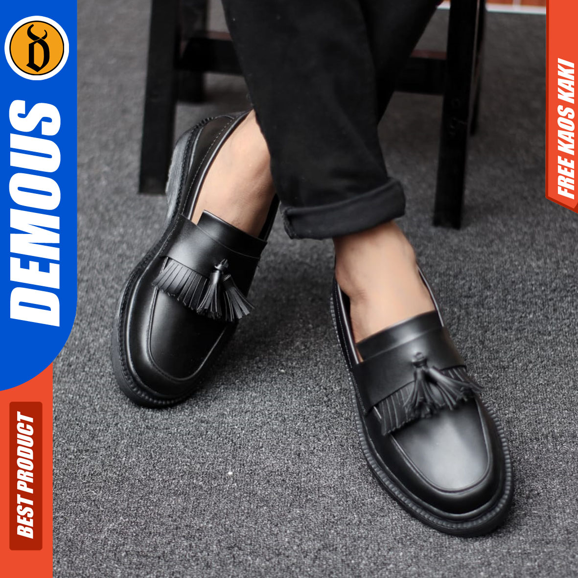 DEMOUS ASUKA - Sepatu Loafers Pantofel Formal Docmart Slip On Pria Kerja