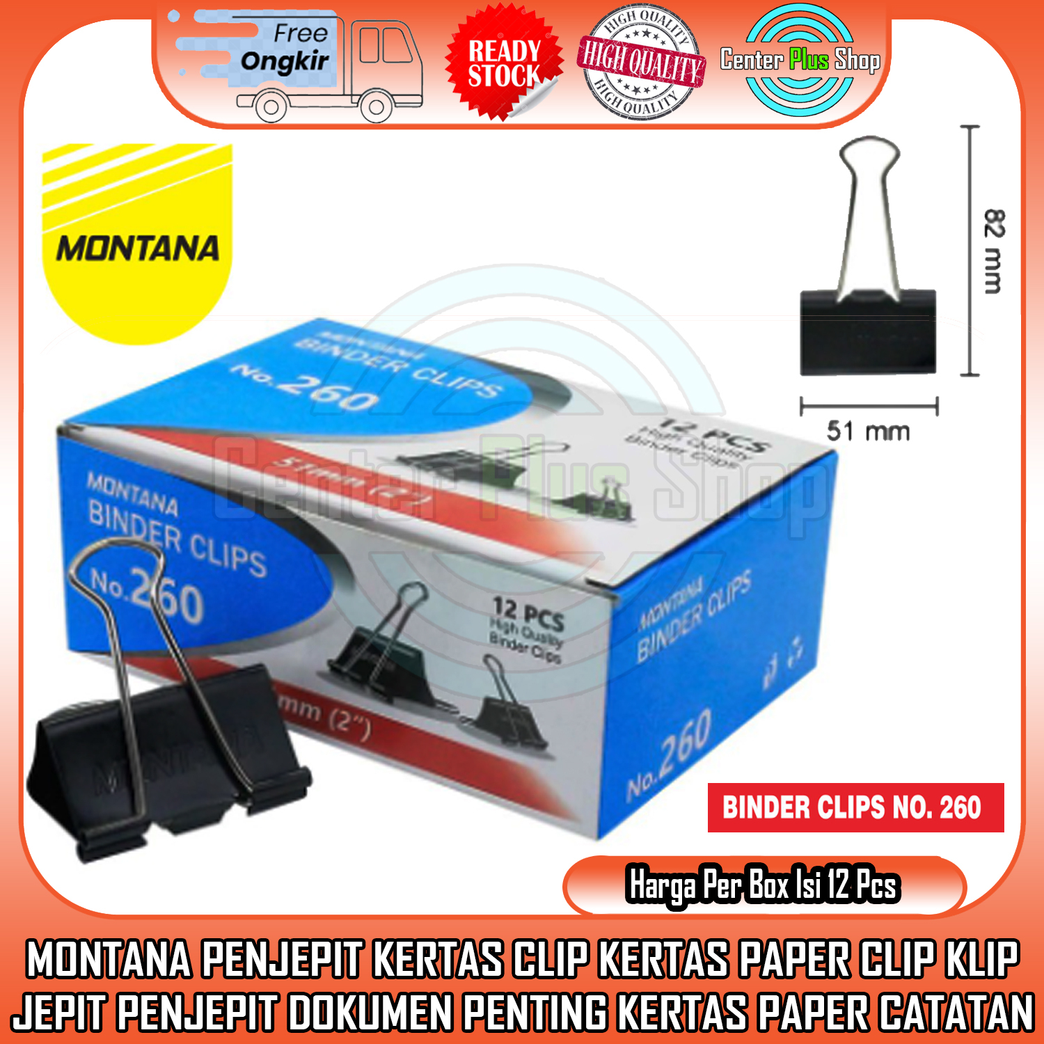 

KLIP KERTAS MONTANA PAKET BINDER CLIP MTBC260 NO. 260 51MM 1 BOX (ISI 12PCS) SEKOTAK PENJEPIT KERTAS CLIP KERTAS PAPER CLIP CLIP PENJEPIT DOKUMEN PAPER CLIP KLIP KERTAS SKRIPSI LAMARAN ATAU PENJEPIT KERTAS BINDER CLIP MONTANA NO. 260 51MM 1 BOX (ISI 12PCS