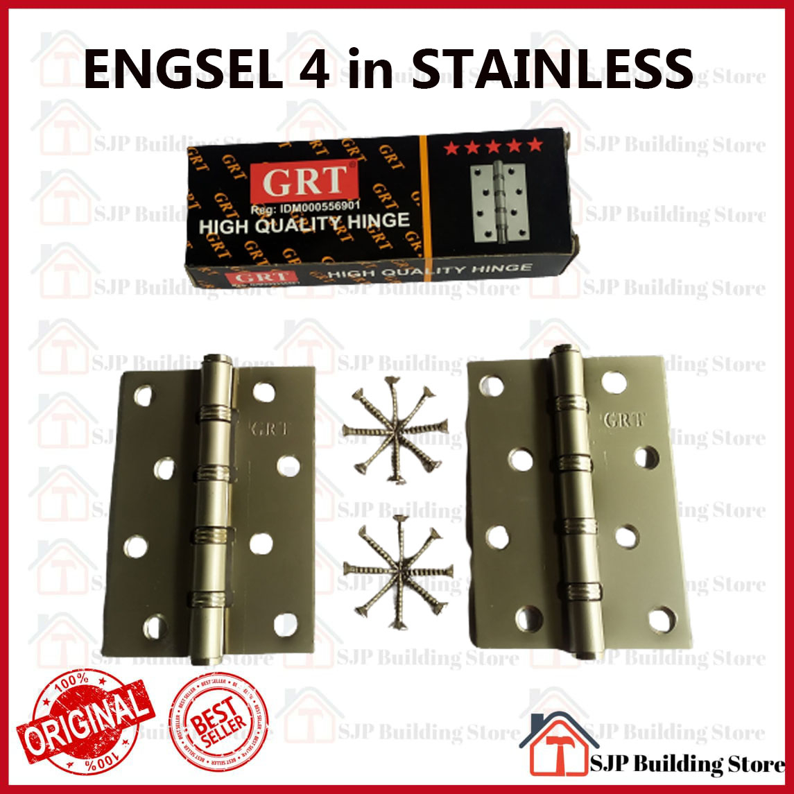 GRT Engsel Pintu 4 inch TEBAL Silver Gold l Engsel Jendela TEBAL 4 inch Stenlis Stainless Per Pasang 2 pcs