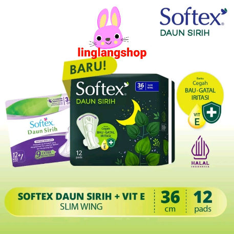 SOFTEX Daun sirih 36cm WING isi 12 pads pembalut wanita (no.09)