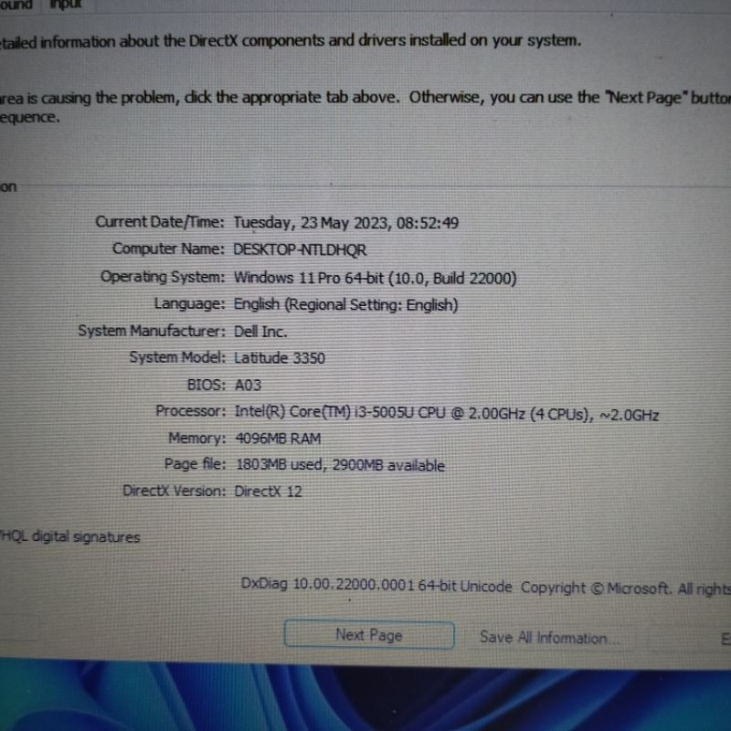 LAPTOP DELL CORE I3 G3N 5