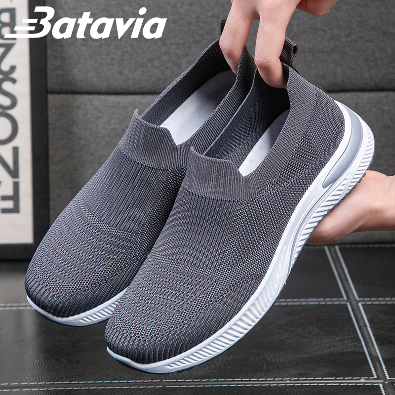 Batavia impor sepatu pria baru rajutan bernapas sepatu olahraga fashion kasual sepatu olahraga pria sepatu joging pria dewasa sepatu olahraga siswa sepatu sepatu pria sepatu pria ringan B19