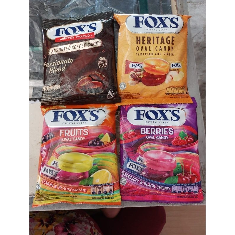 

Fox's Permen Rasa Original Kopi Karamel Capuccino Heritage Asam Jahe Lemon Blackcurrant Raspberry Black Cherry Fruits Berries 125 Gr