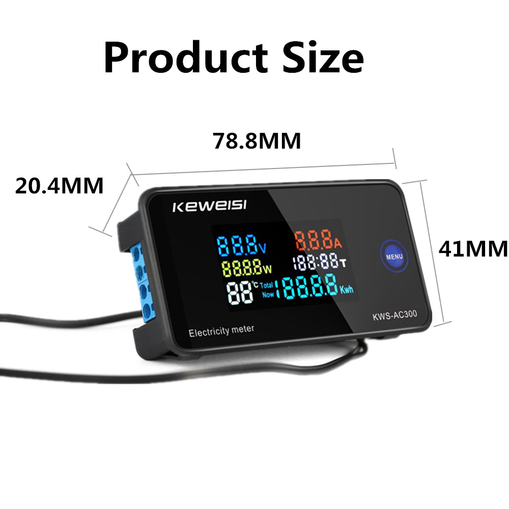 Voltmeter Digital 6in1 KWS-AC300 AC 50-300V 100A dengan Fungsi Reset