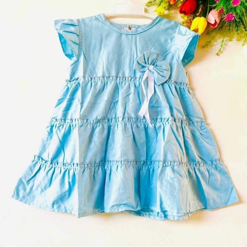 Dress Anak 1 2 2,5 Tahun Anak Cewek Perempuan Dress canda kekinian terbaru pita lucu viral ( Dress Canda Tumpuk )