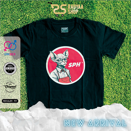 t shirt hitam unisex kaos kucing sphynx mirip KF* - S