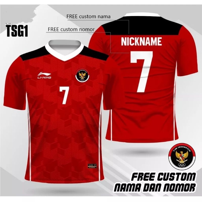 T-Shirt Jersey Timnas Indonesia Sea Games Kamboja/Kaos Jersey Bola Sea Games Kamboja Free Custom Nam