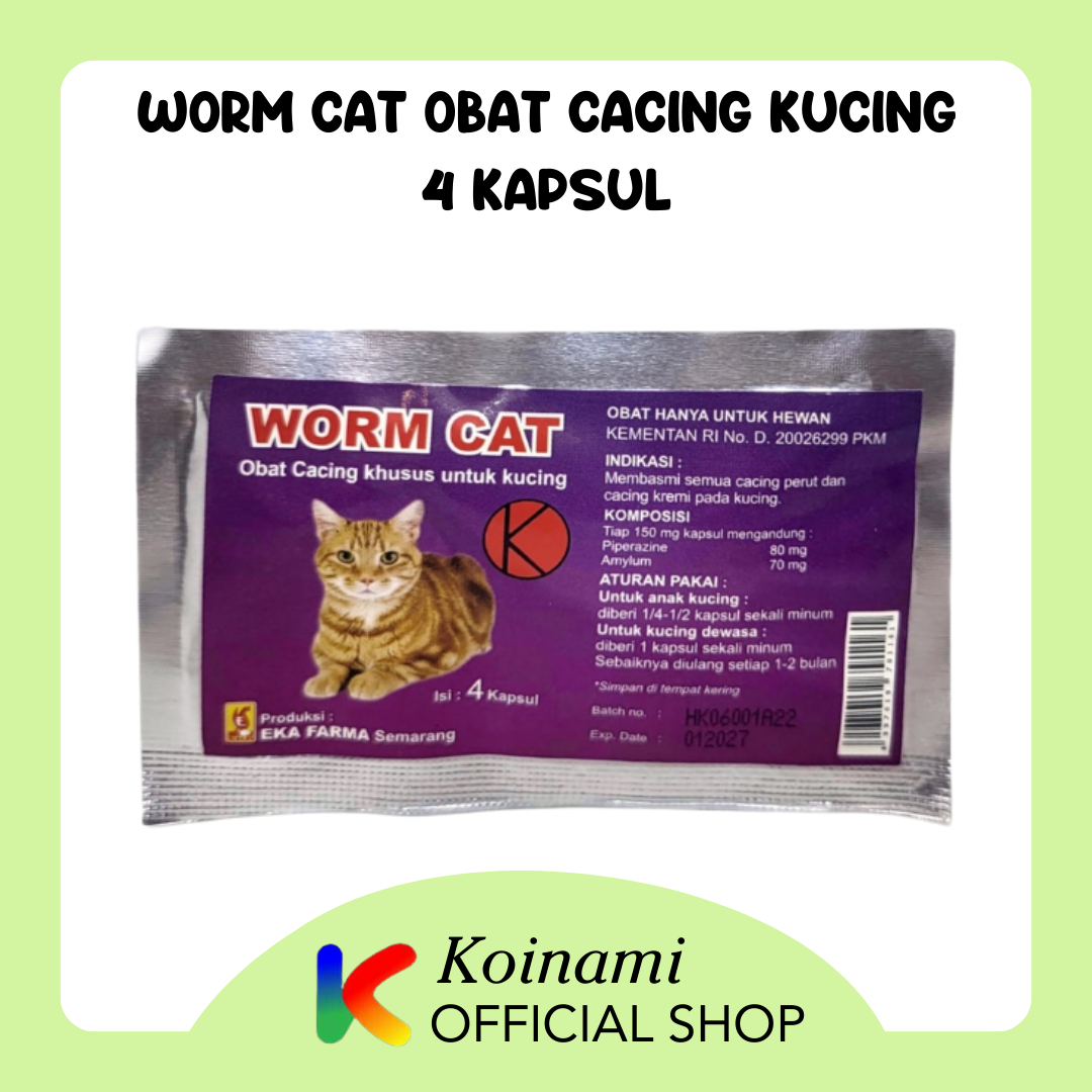 Worm Cat 4 Kapsul - Obat Cacing Kucing - Deworming Kucing - Eka Farma