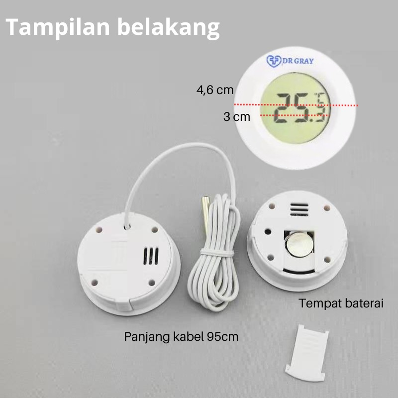 Termometer Digital Bulat/Alat Pegukur Suhu LCD Display [HT3]