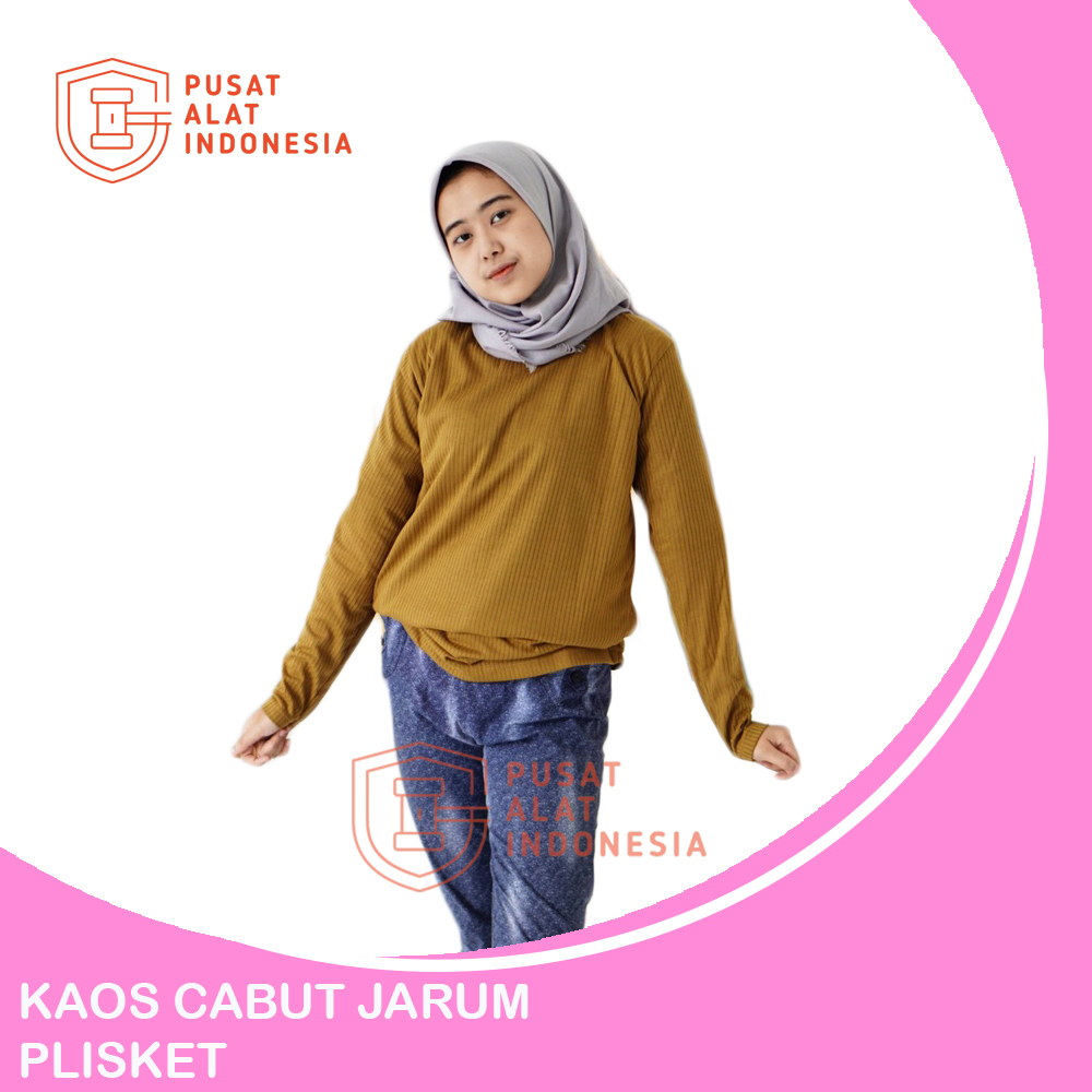 Kaos Cabut Jarum Plisket Lengan Panjang Premium Wanita SR351