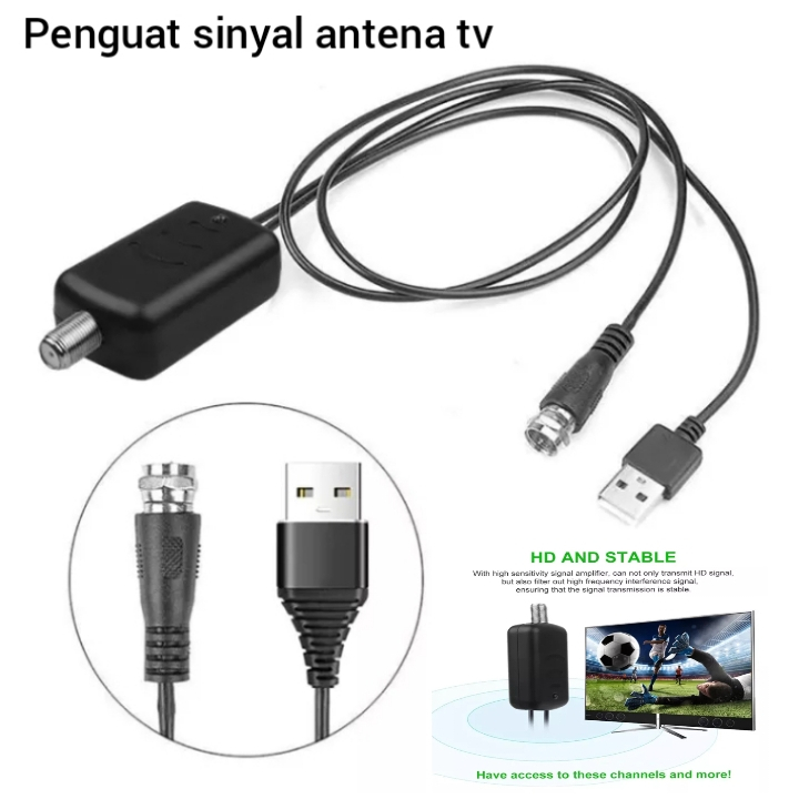 Penguat Sinyal Antena TV Amplifier Signal Booster HD DVB-T2 for Digital TV Antenna Taffware