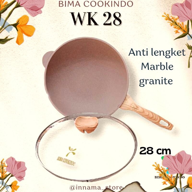 Bima cookindo style cookware, wok pan granite anti lengket serbaguna 28 cm
