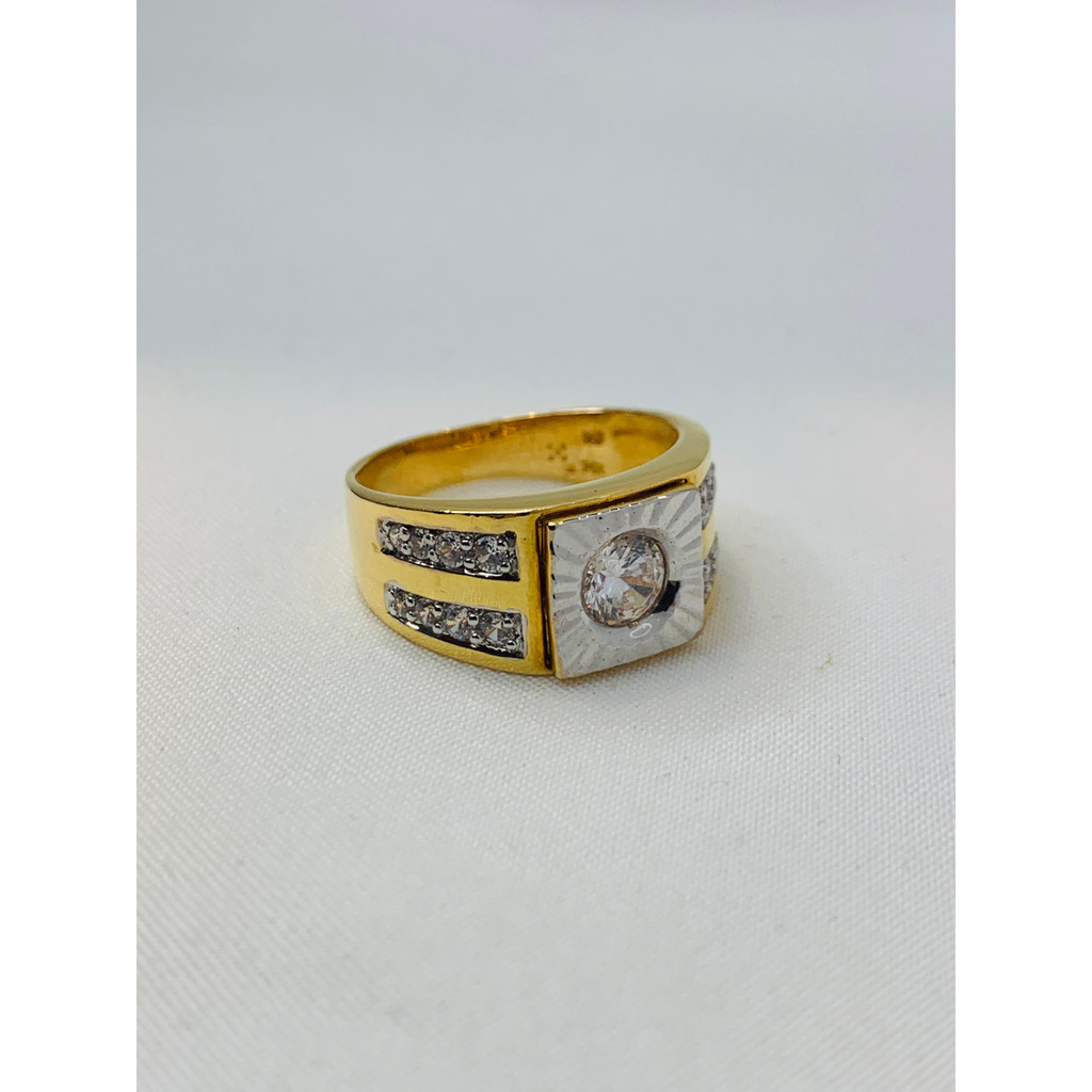 Cincin Cowok Emas Asli Kadar 70% 700 Kuning Batu Permata