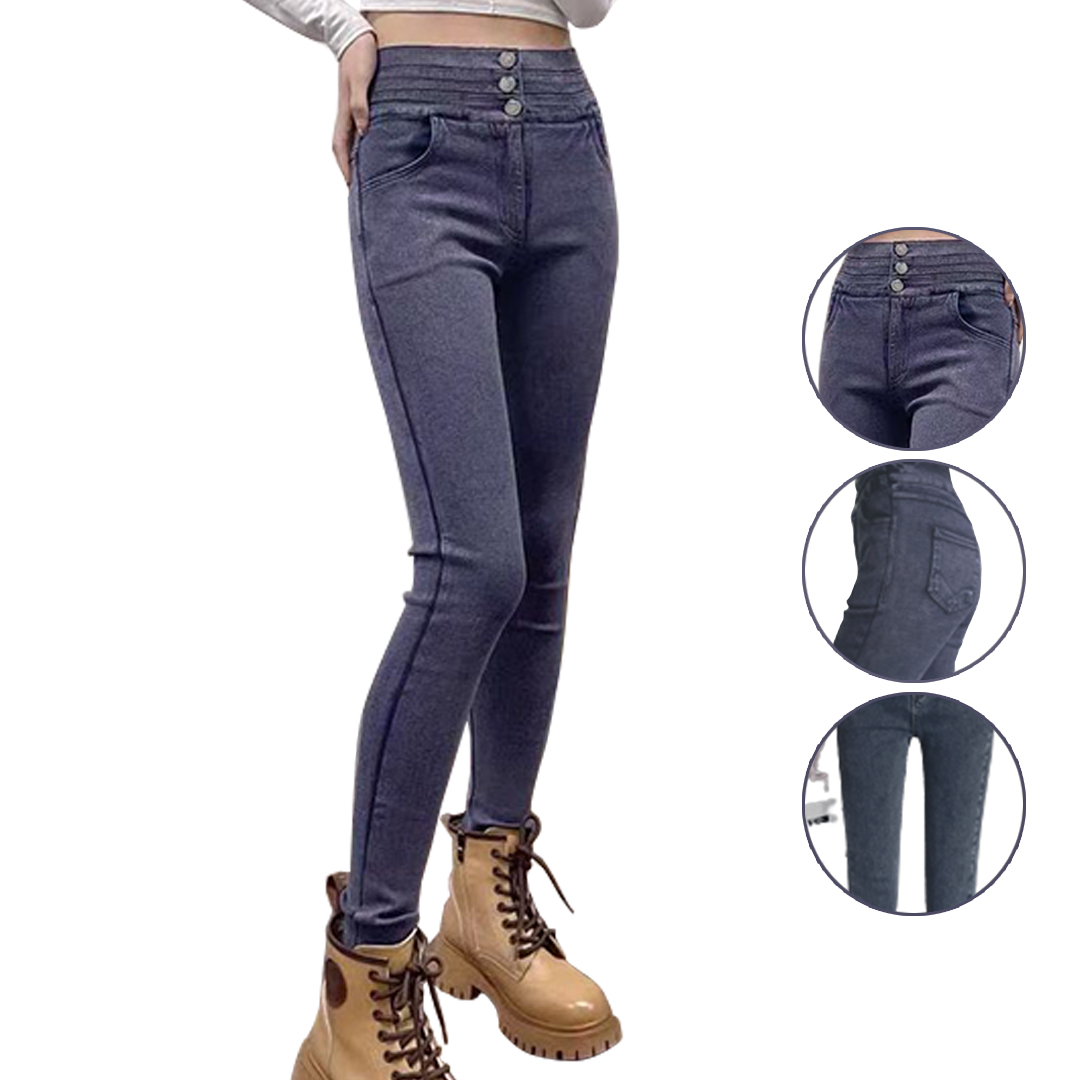 Celana Jeans Wanita YS6140 Kancing Tiga Highwaist - YOSINOGAWA