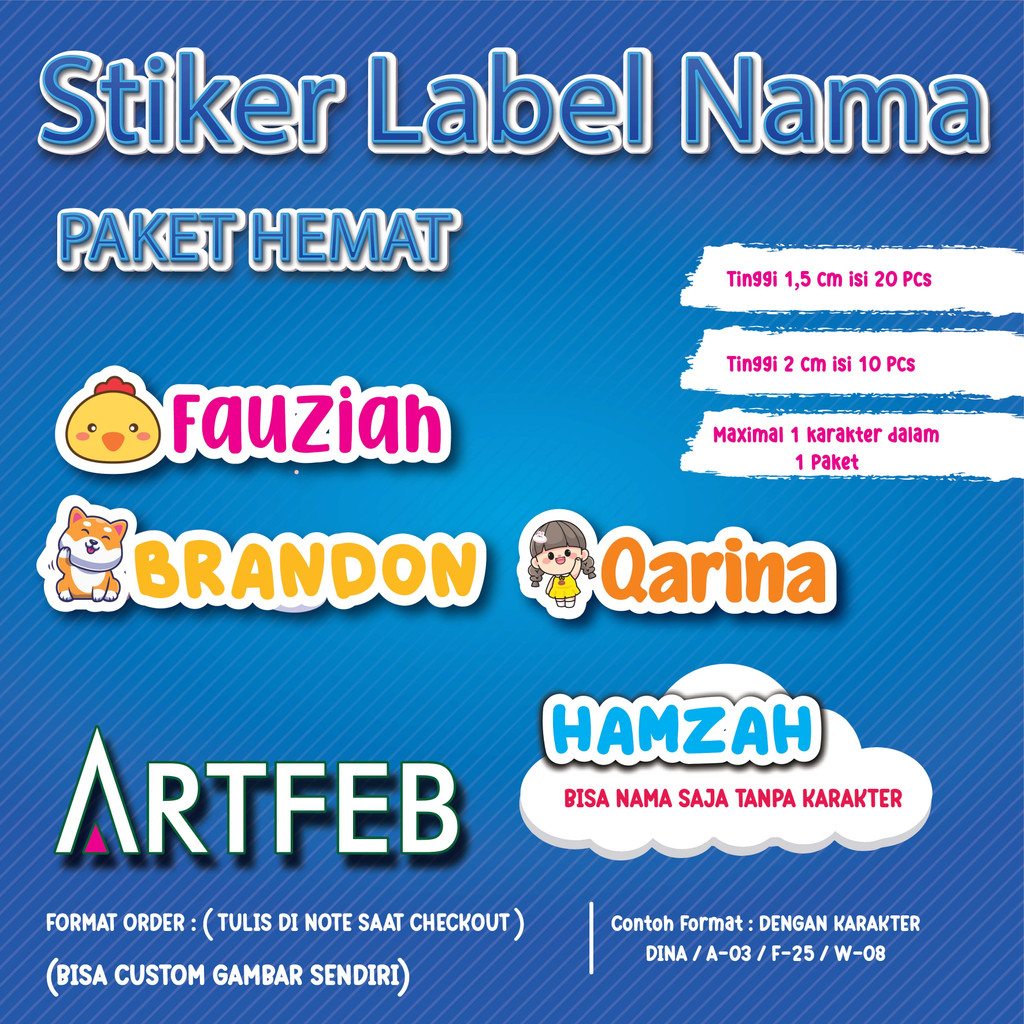 

PAKET HEMAT stiker nama / label nama / label buku