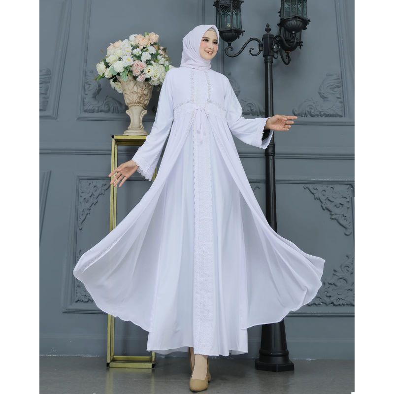 GAMIS ABAYA TURKEY SALSABILLA PUTIH FULL