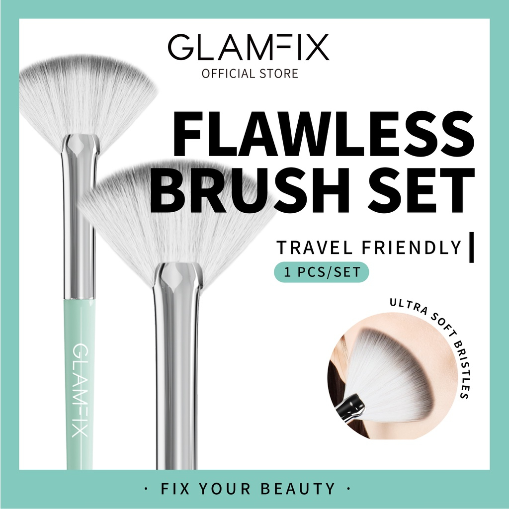 GLAMFIX Flawless Fan Brush Make Up 1 Pcs _ Kuas Make Up Highlighter | GLAM FIX Alat Kecantikan Makeu