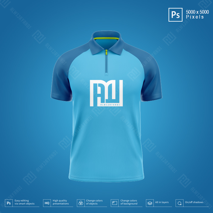 MOCKUP JERSEY POLO ZIP RAGLAN - RESOLUSI 5000x5000 Pixels