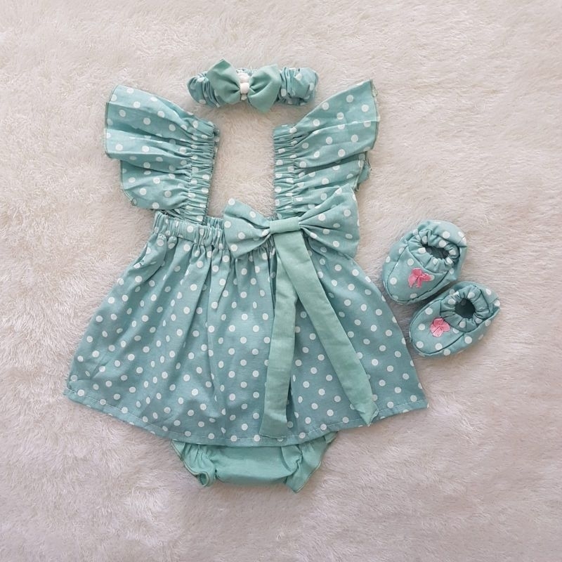 baju bayi Newborn Polkadot bloomer Set