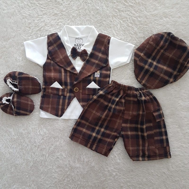 baju bayi cowo suspender set