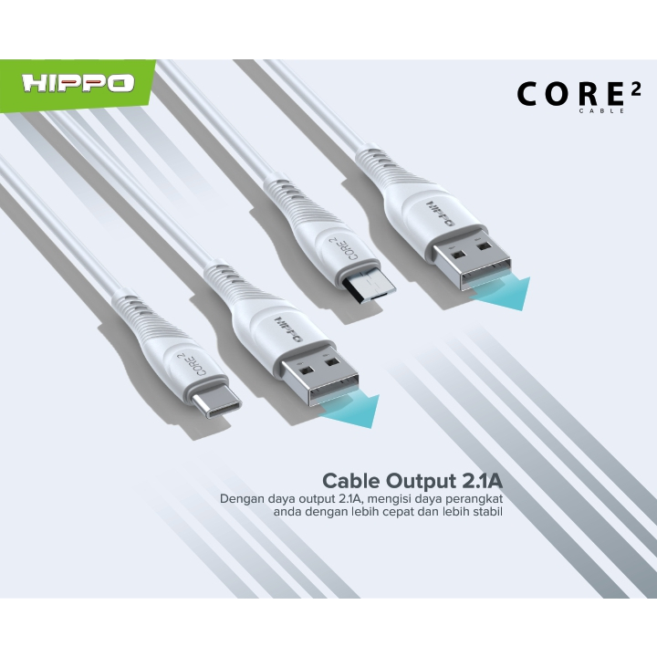 Hippo Core2 Kabel Data &amp; Cable Charger Quick Charge Fast Charging 3.0 2.1A