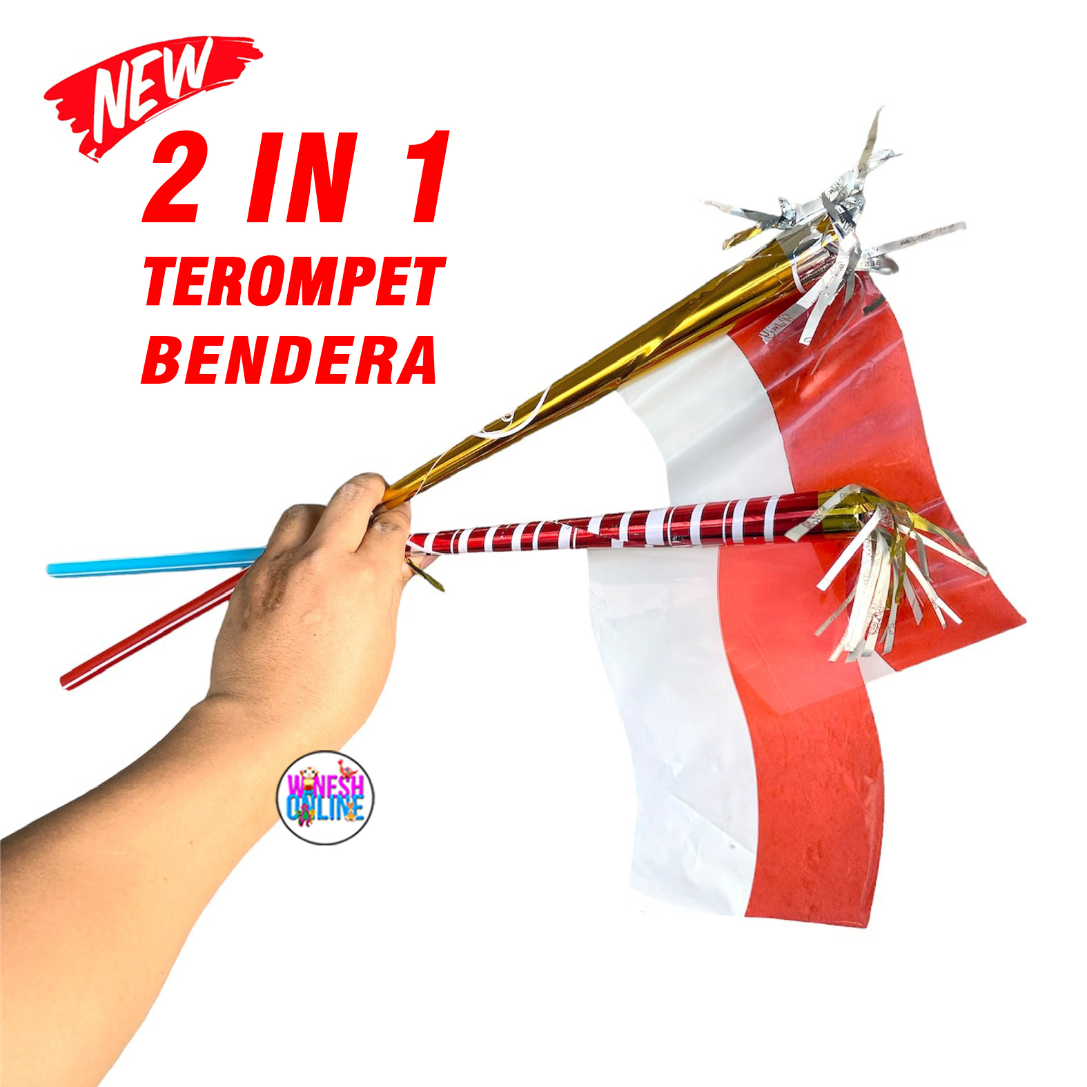 NEW 2 in 1 Terompet Bendera Hari Kemerdekaan / Terompet Naga / Terompet / Terompet ulang tahun