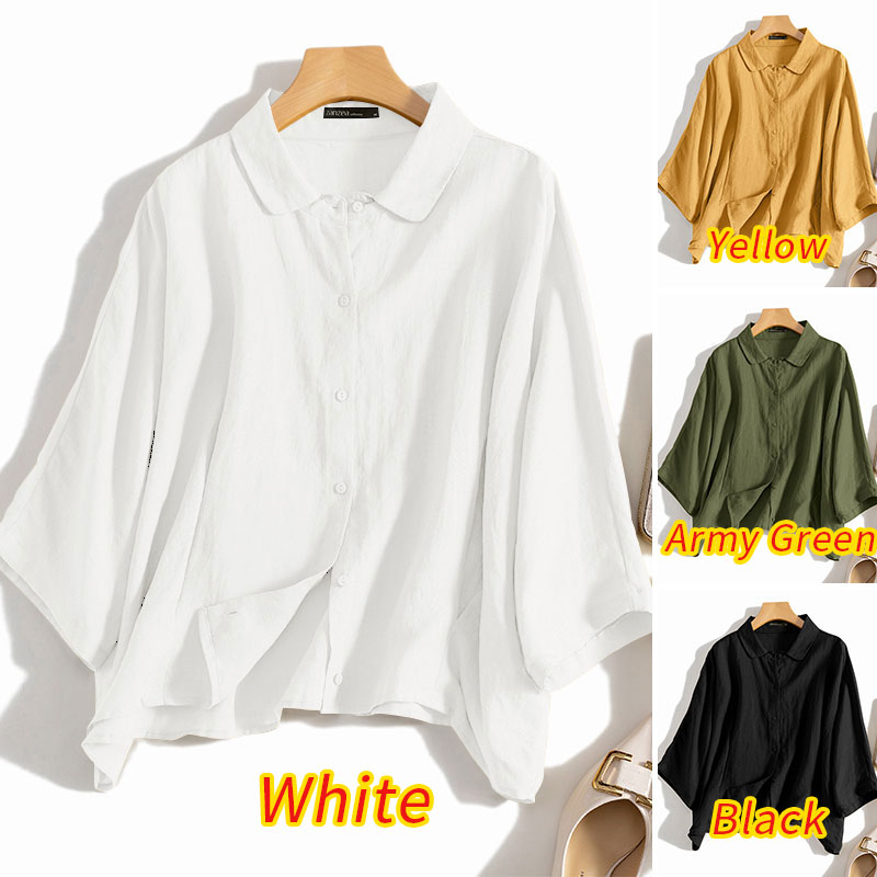 ZANZEA Women Daily Retro Casual Loose Long Sleeve Solid Color Blouse