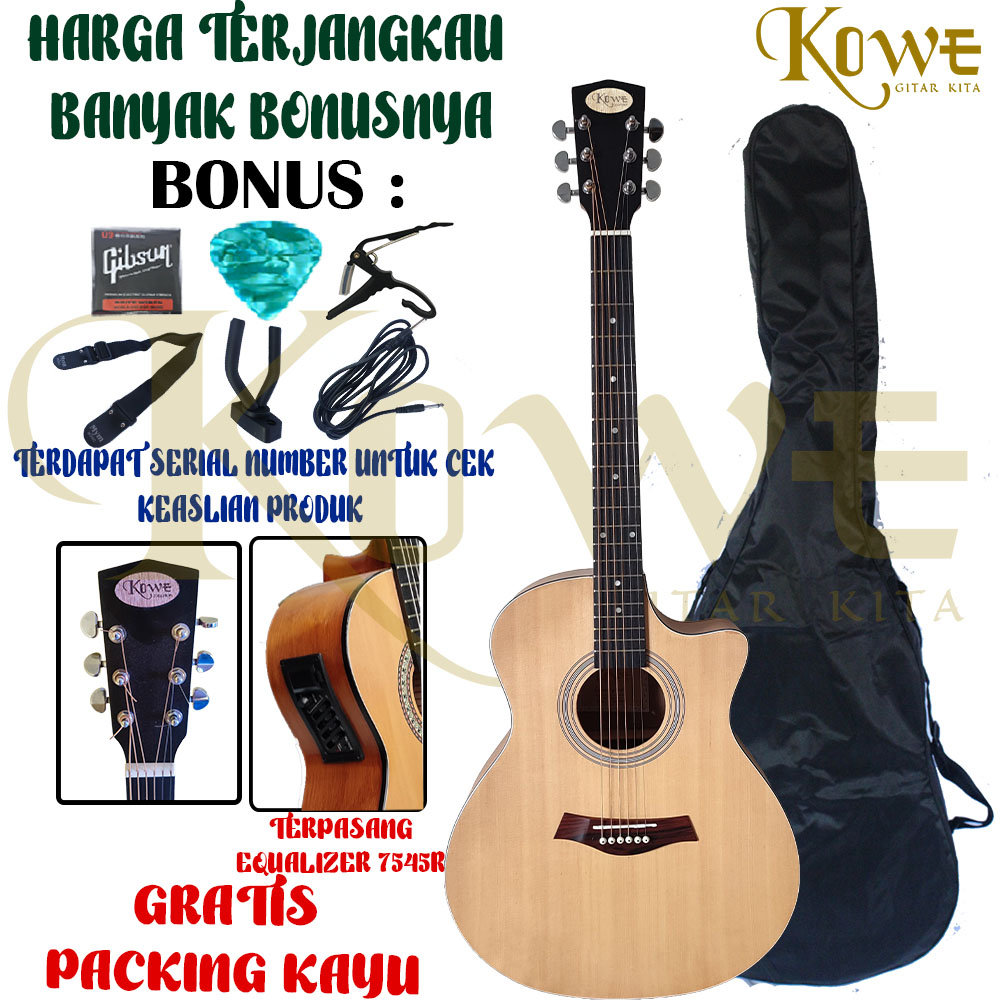 Gitar Akustik Elektrik KOWE Original Best Seller Free Packing Kayu