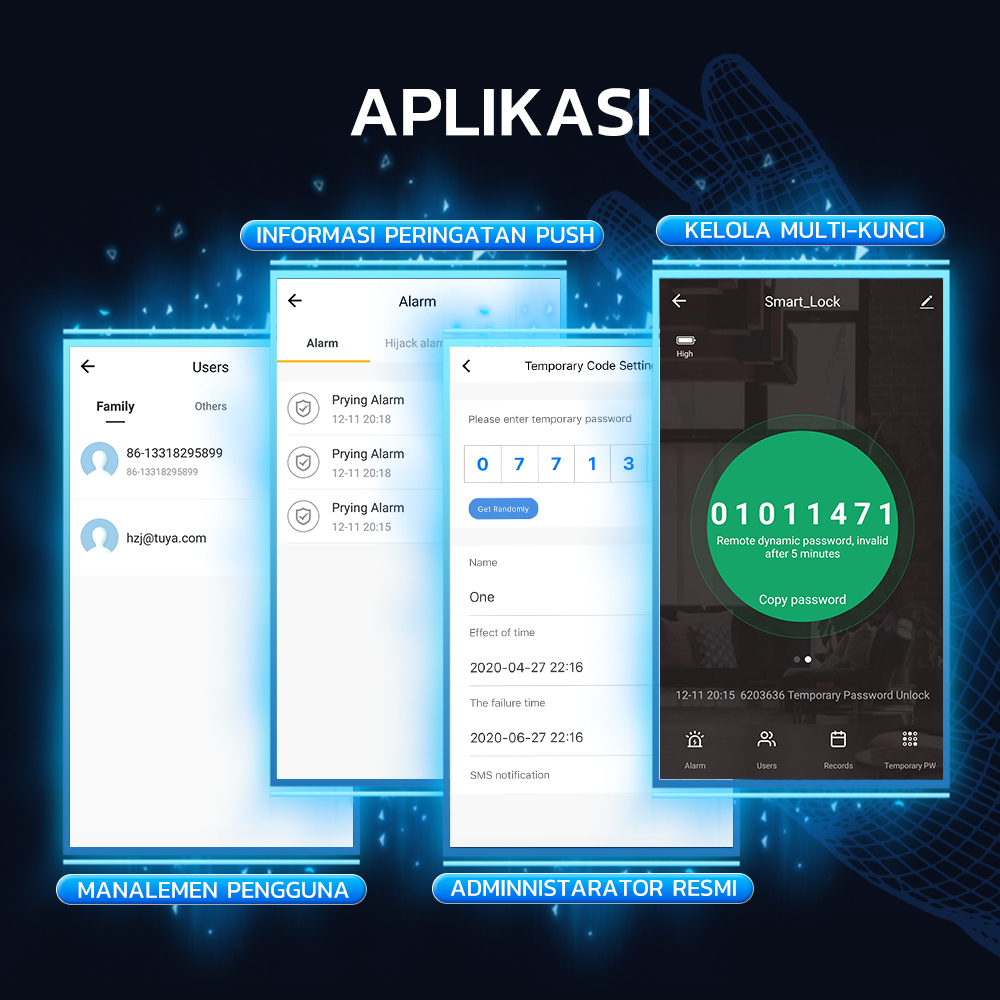 Kadonio Kunci pintu kunci pintar Digital lock TUYA Kontrol kunci pintu Sidik Jari Smart doorlock kunci pintu fingerprint