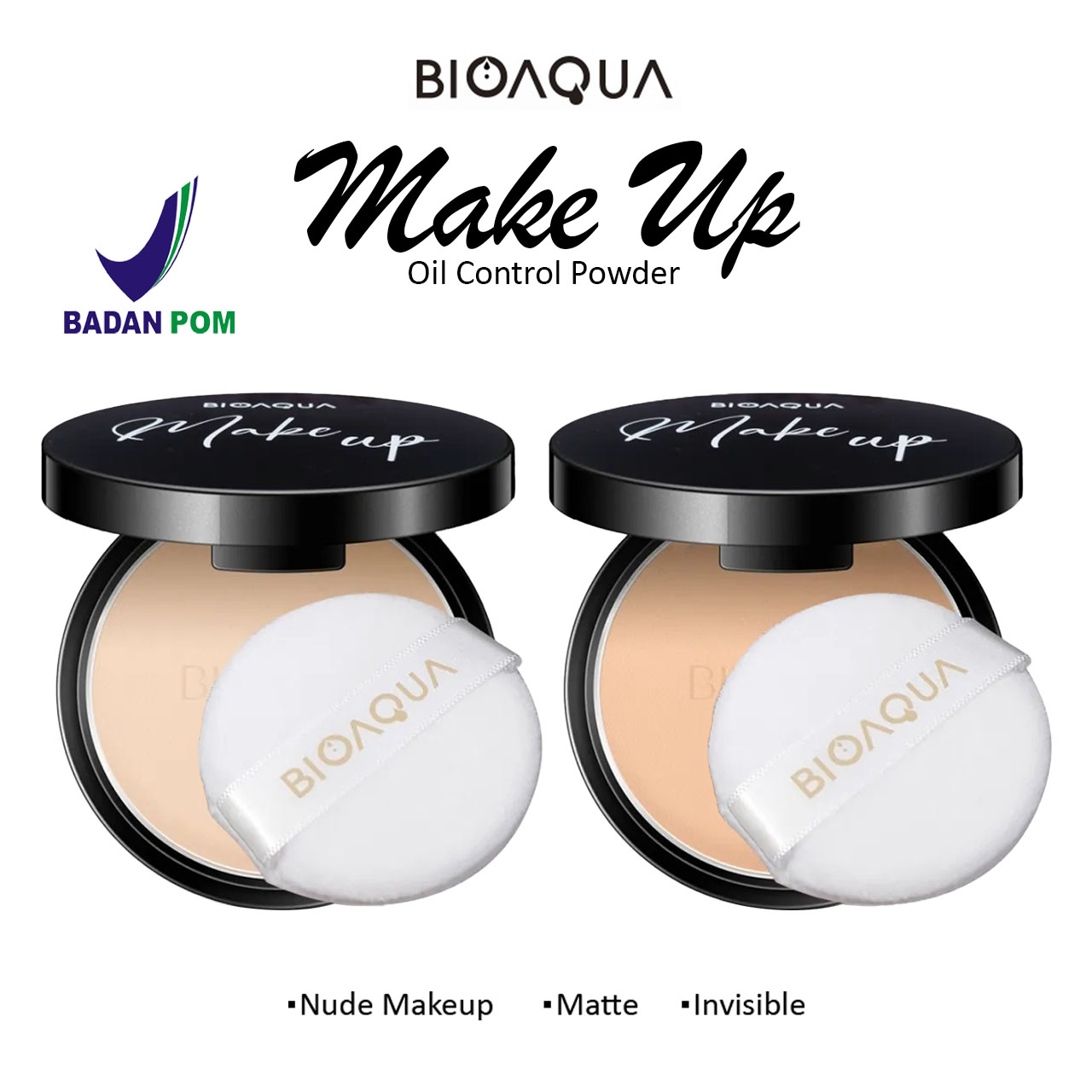 Hope Store - Bioaqua Powder Make Up Bedak Padat Tahan Lama / Charm Clear Oil Control MakeUp Powder BPOM