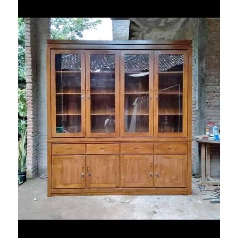 Lemari buku kayu jati pintu 4