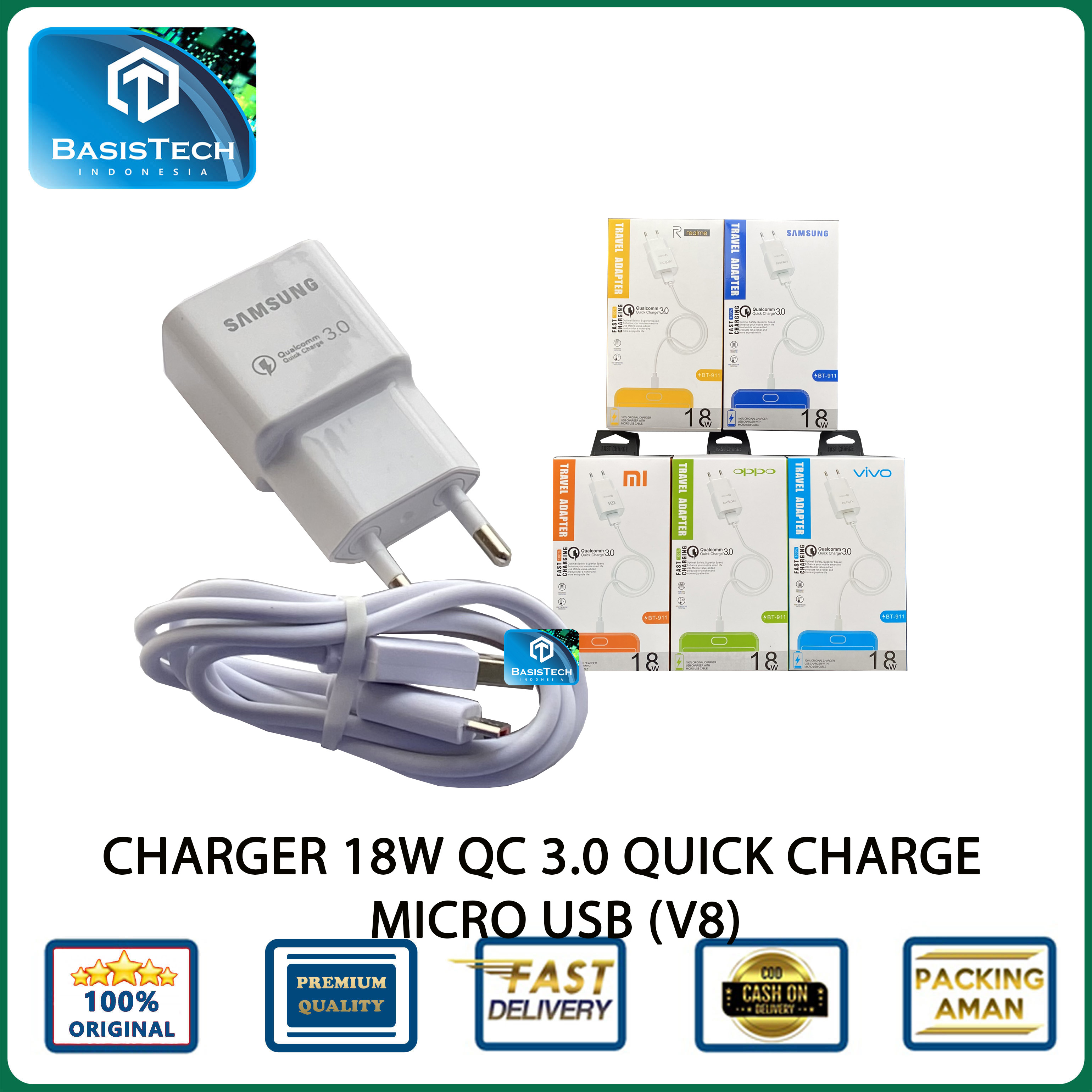 CHARGER CASAN MICRO USB V8 18W 2A QC 3.0 HOME QUICK CHARGE BT-911