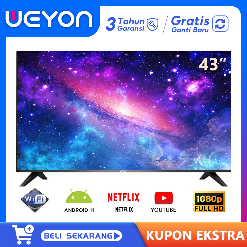 Weyon Smart TV 43 inch Android 11.0 TV Digital LED FHD Televisi