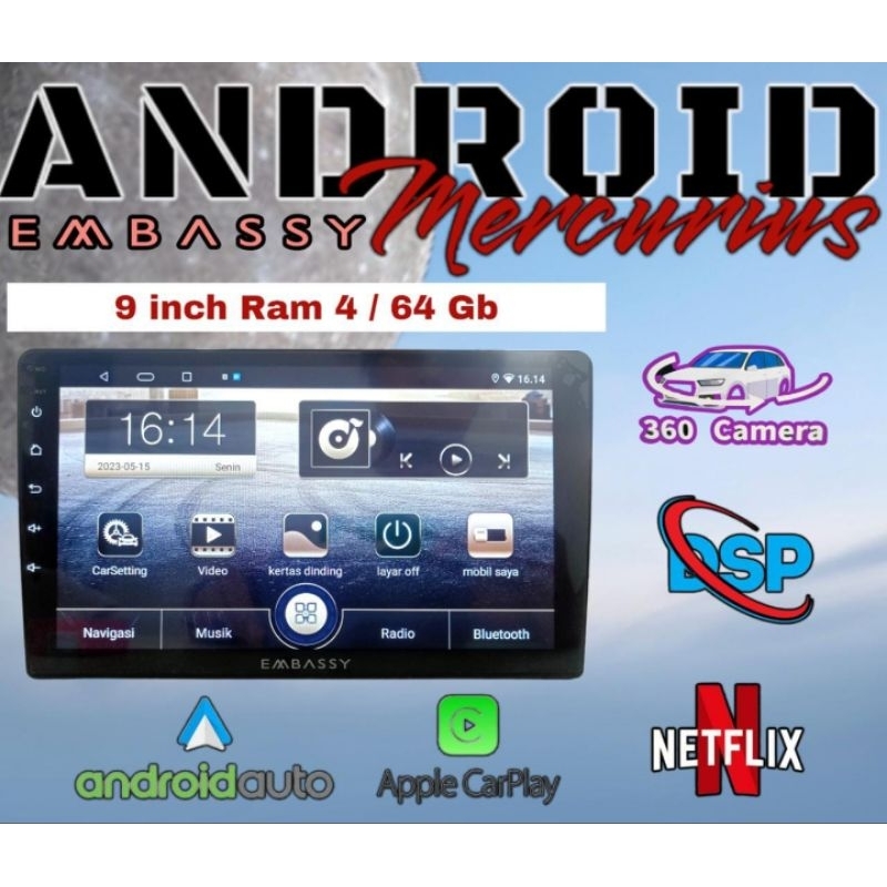 Head Unit Android 9inch Mercurius Ram 4/64GB