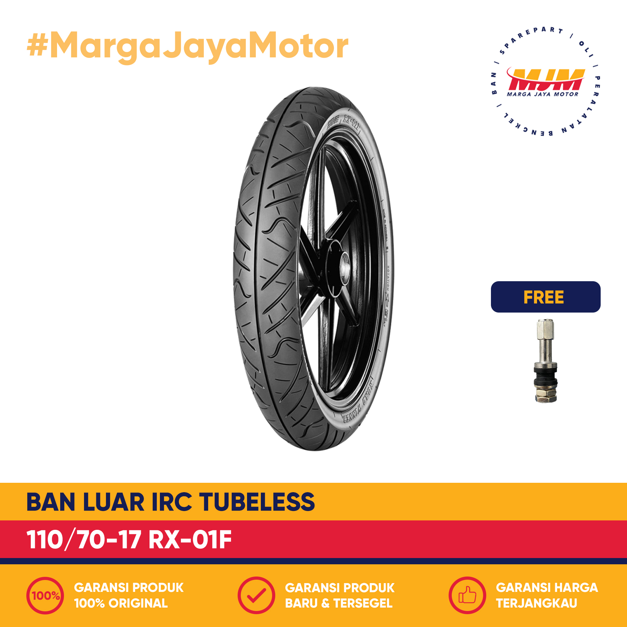 Ban Luar IRC RX-01F 110/70-17 Tubeless Free Pentil