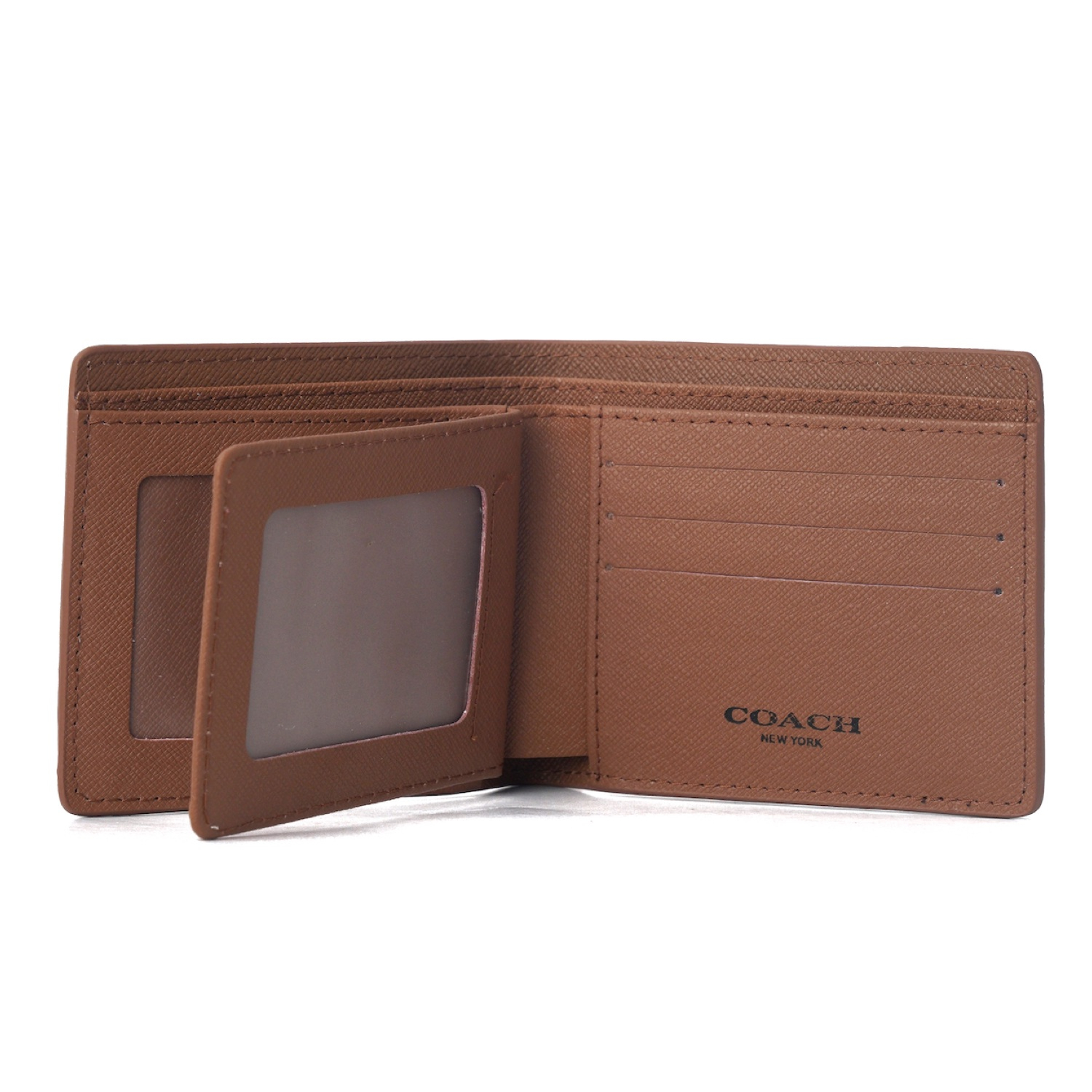 TOKOKOE - Dompet Pria Bahan Kulit Premium Import - Coach Logo Print Light Brown